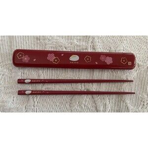 Japanese Rabbit Blossoms Chopstick with Case Red 216-1 Girl